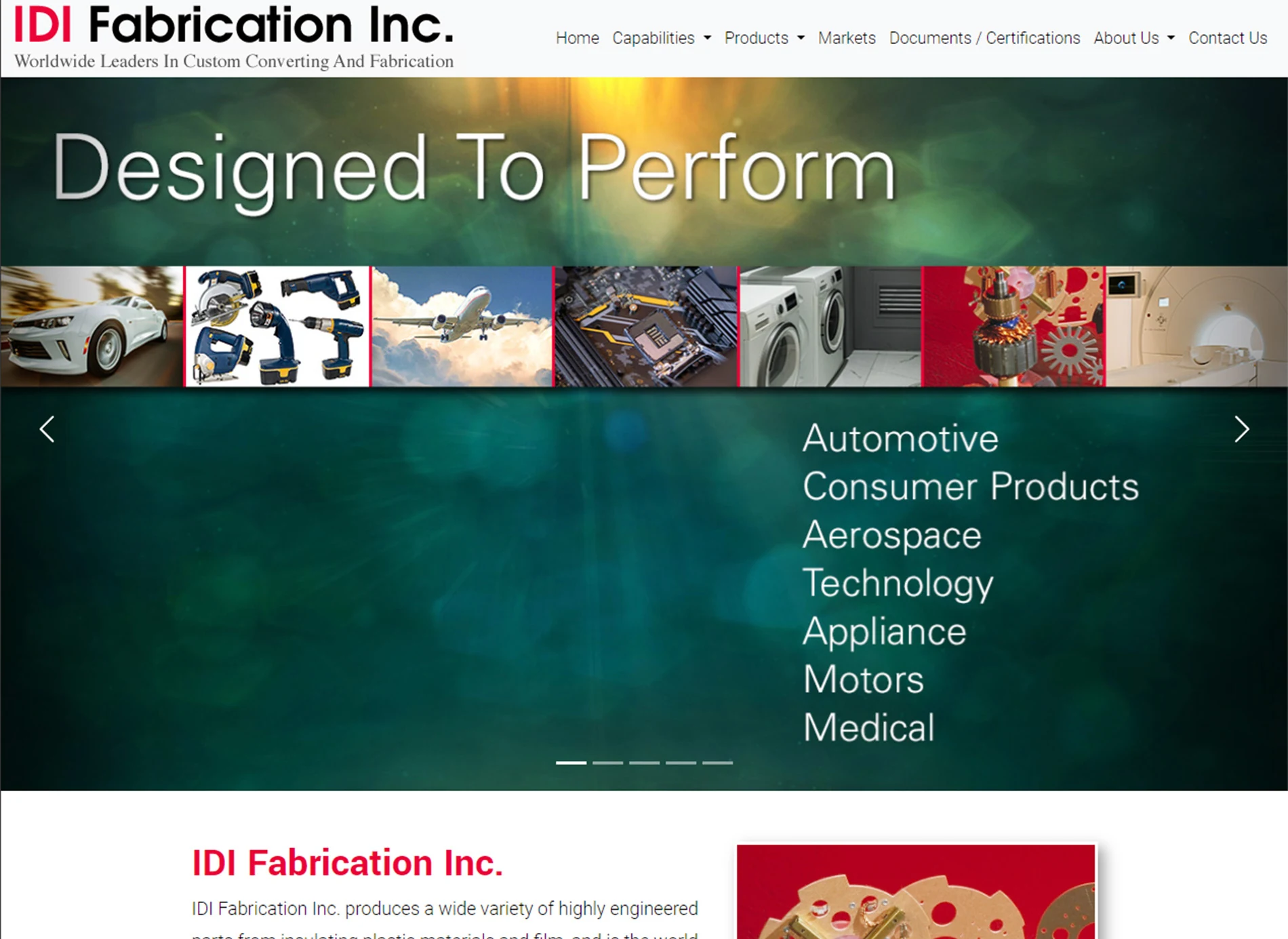 IDI Fabrication website homepage