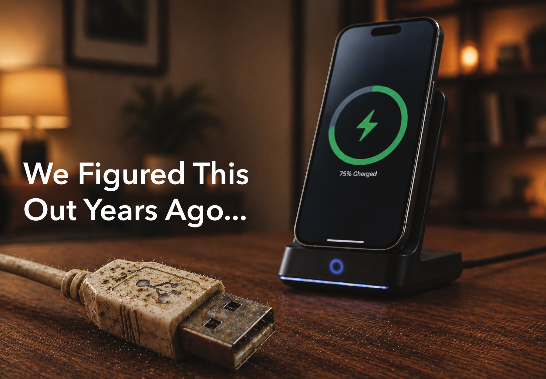 We Figured This Out Years Ago wireless charging postcard concept